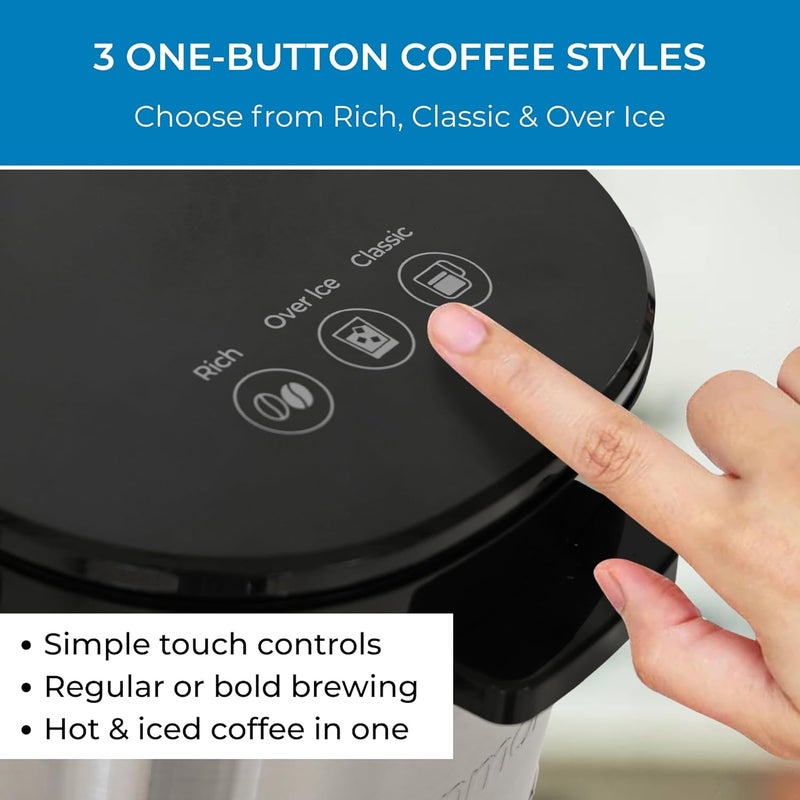 Koolatron Kenmore Single Serve Coffee Maker & Stainless Steel Travel Mug, Capsule/Pod & Ground Coffee Brewing, K Cup Compatible, Hot & Iced Coffee Machine, 6 to 14 Oz Brew Sizes, Auto Shut-Off, Black - Image 5